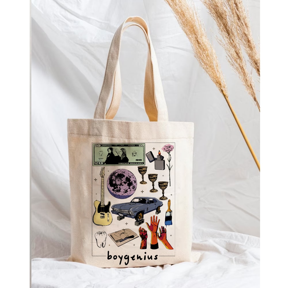 Boygenius The Record Album Tracklist Natural CanvasTOTE BAG Melody Prints