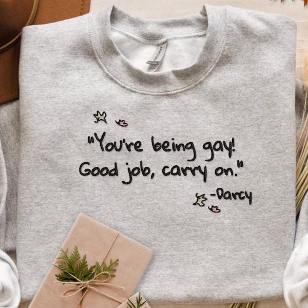 Heartstopper You’re Being Gay Good Job Carry On Embroidered Shirt