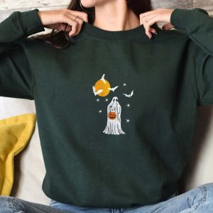 Embroidered Halloween Ghost Pumpkin Sweatshirt