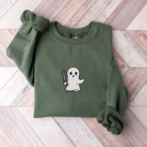 Halloween Embroidered Cute Ghost Sweatshirt