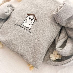 Embroidered Ghost Read More Book Sweatshirt
