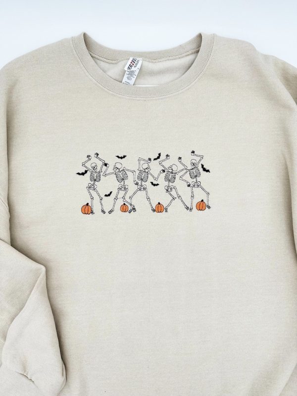 Dancing Skeletons Halloween Embroidered Sweatshirt