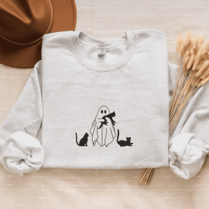 Embroidered Cats Ghost Fall Sweatshirt