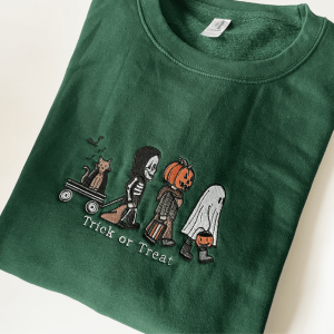 Embroidered ‘Trick or Treat’ Halloween Sweatshirt