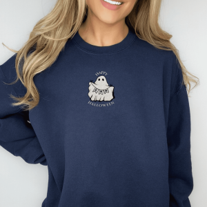 Embroidered Happy Halloween Ghost Shirt