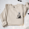 Fall Cat Ghost Embroidery Halloween Sweatshirt