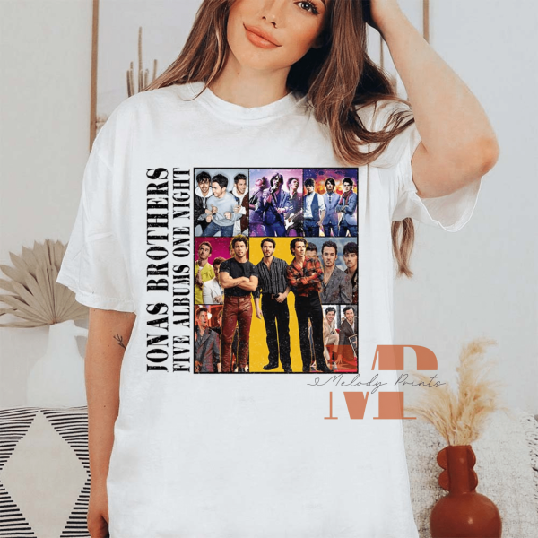 Jonas Brothers Five Albums One Night Tour Retro T Shirt