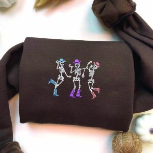 Dancing Howdy Cowboy Skeleton Embroidered Sweatshirt