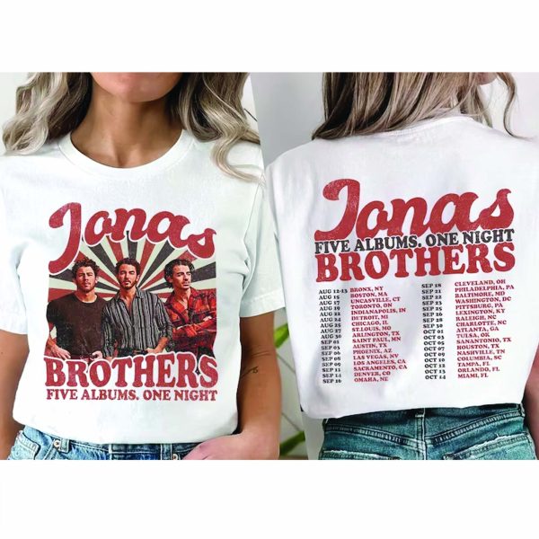 Retro 90s Jonas Brothers Shirt Five Albums One Night Tour Shirt