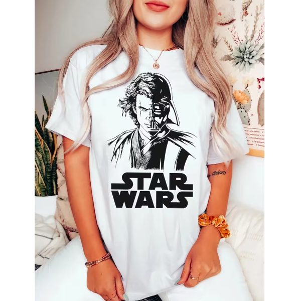 Vintage Disney Star Wars Anakin Skywalker & Darth Vader Half Face Shirt