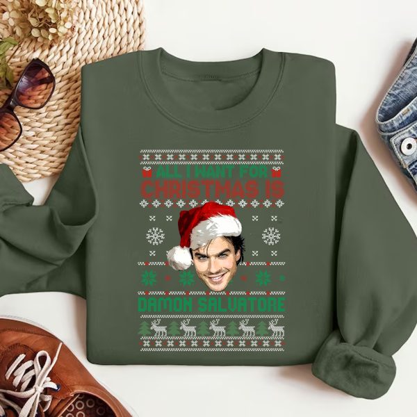 All I Want For Christmas Is Damon Salvatore Sweatshirt