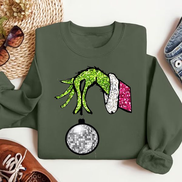 Glitter Grinch Hand Christmas Shirt