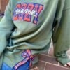 MERRY Christmas Applique Bow Cut-Out Embroidered Sweatshirt