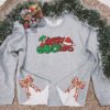 Embroidered Grinchmas Whoville Bow Coquette Side Sweatshirt