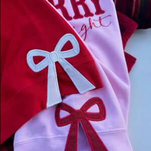 Merry and Bright Embroidered Bow Sweatshirt