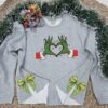 Embroidered Grinchmas Whoville Bow Coquette Side Sweatshirt