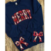 MERRY Christmas Embroidered Side Slit Bow Sweatshirt