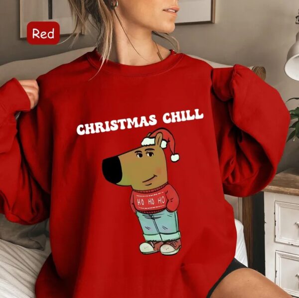 Christmas Chill Dog Guy Funny Meme Sweatshirt