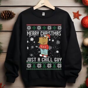 Just A Chill Dog Guy Funny Meme Christmas Sweatshirt