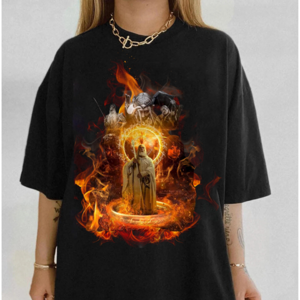 LOTR Gandalf on Fire The Fellowship Of The Ring Vintage Shirt