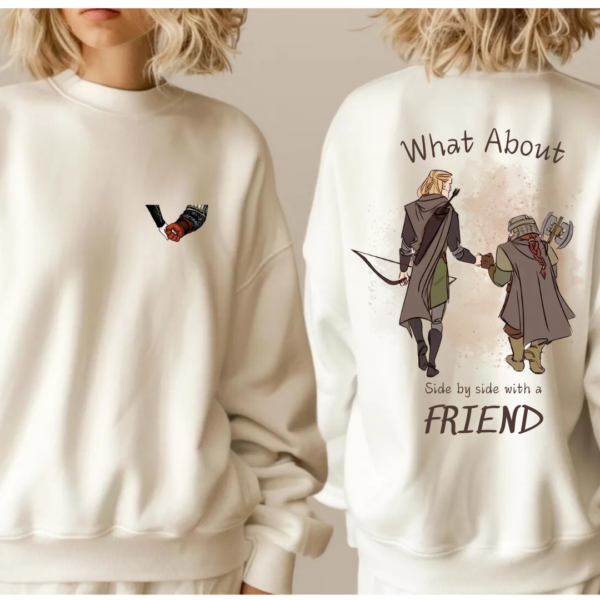 LOTR Legolas Gimli Friendship Retro Style Vintage 2 Sides Shirt