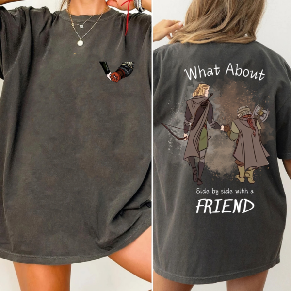 LOTR Legolas Gimli Friendship Retro Style Vintage 2 Sides Shirt