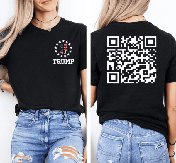 Dancing Donald Trump QR Code T-Shirt, Funny Trump Tee with Scannable QR Code, Unique Political Shirt, Trump Humor Gift, Patriotic Meme Shirt