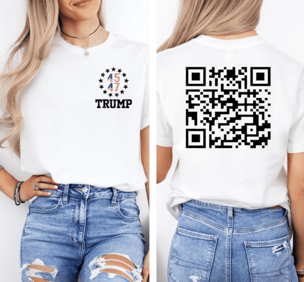 Dancing Donald Trump QR Code T-Shirt, Funny Trump Tee with Scannable QR Code, Unique Political Shirt, Trump Humor Gift, Patriotic Meme Shirt