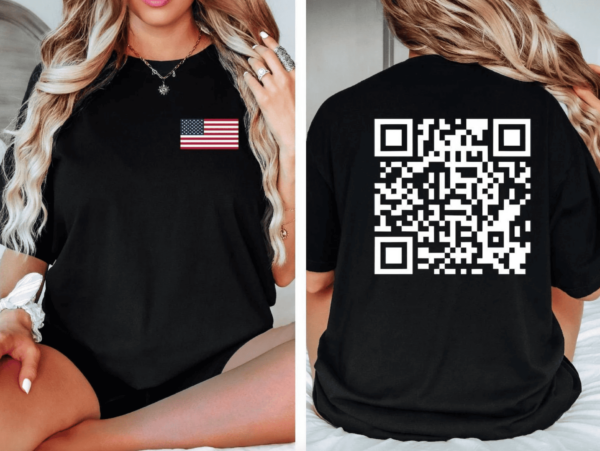 Trump Dance QR Code T Shirt Viral Trump Dance YMCA qr Code Shirt Trump Dance Prank Shirt Back Print Republican Tee Trump MAGA Election 2024