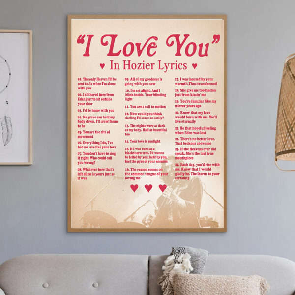 I Love You In Hozier Lyrics Vintage Poster