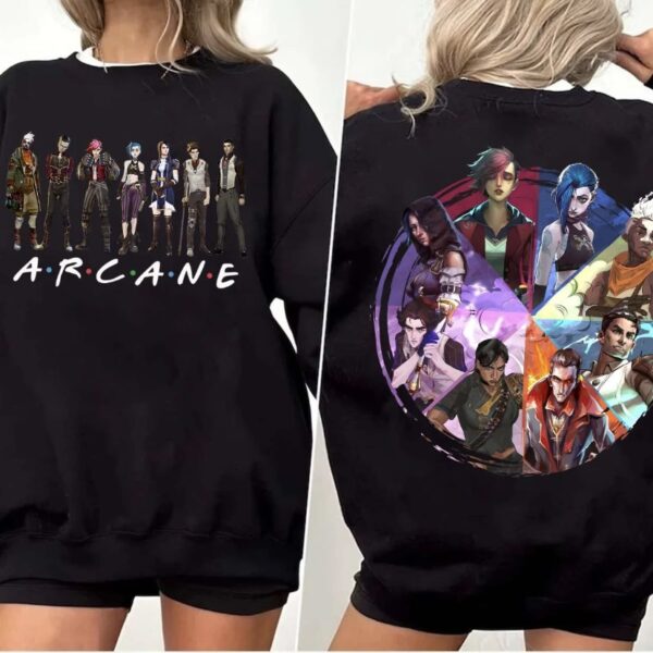 Friends Character Arcane Shirt, Vintage Vi Vander JinX Silco 2 Sides League of Legends