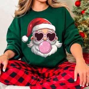 Retro Santa Christmas Blowing Bubble Sweatshirt