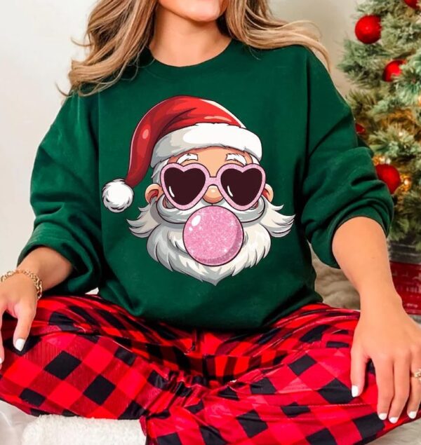 Retro Santa Christmas Blowing Bubble Sweatshirt