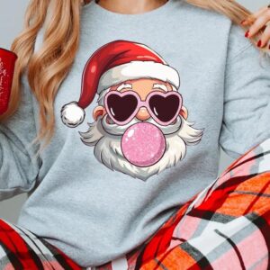 Retro Santa Christmas Blowing Bubble Sweatshirt