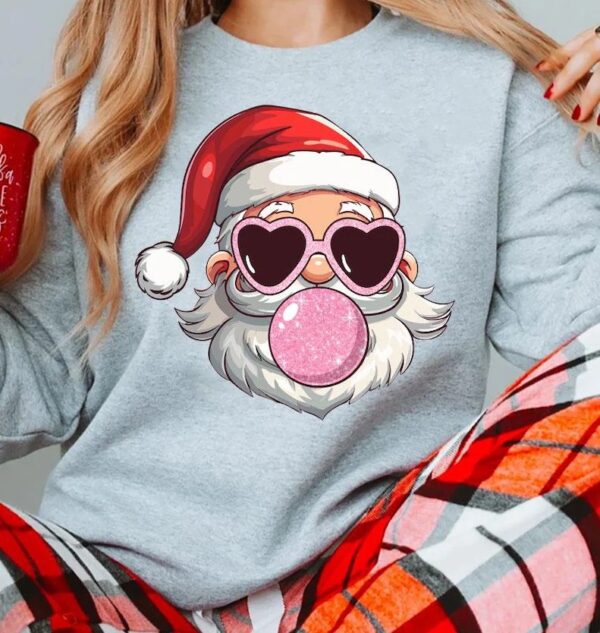 Retro Santa Christmas Blowing Bubble Sweatshirt