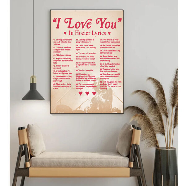 I Love You In Hozier Lyrics Vintage Poster