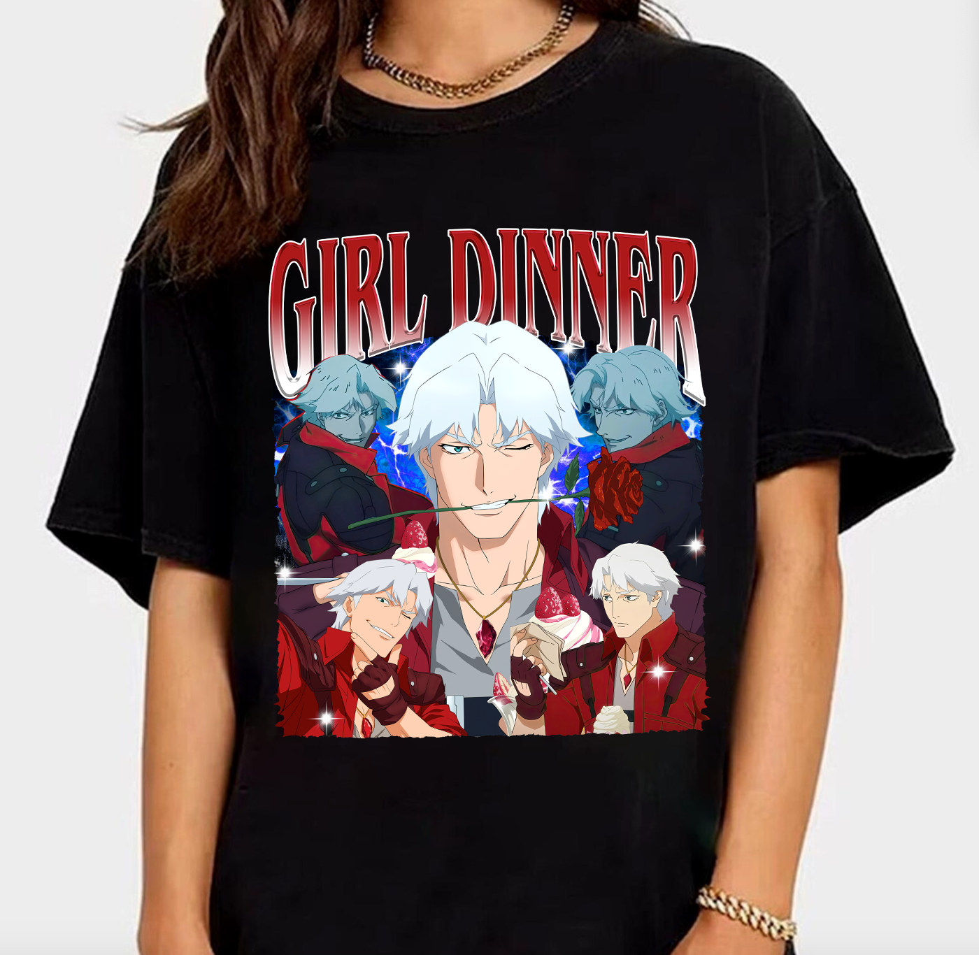 Girl Dinner Dante T-Shirt, Vintage Dante Devil May Cry Shirt Girl Dinner Dante T-Shirt, Vintage Dante Devil May Cry Shirt