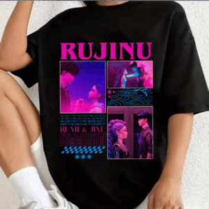 Rujinu KDH T-Shirt, Rumi Jinu Kpop Demon Hunters Fan Shirt, Retro Bootleg Tee, Saja Boys Band Graphic Tee