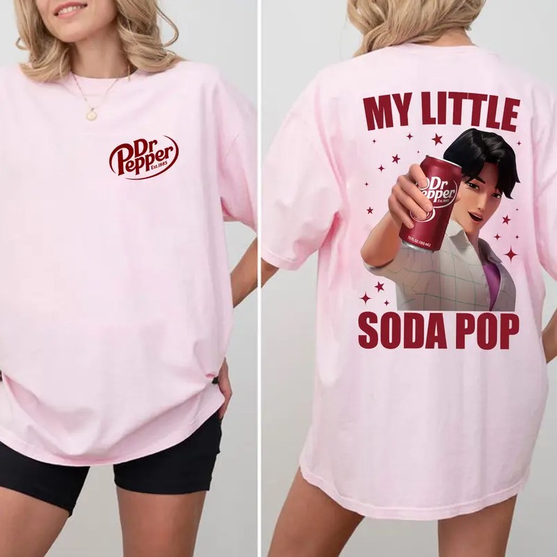 [CUSTOM DRINK] Jinu Dr Pepper Shirt, Kpop Saja Boys Shirt, Saja Boys Fan Gifts, Kpop Demon Hunters Shirt, Demon Hunters Merch, Kpop Huntrix Pin Shirt