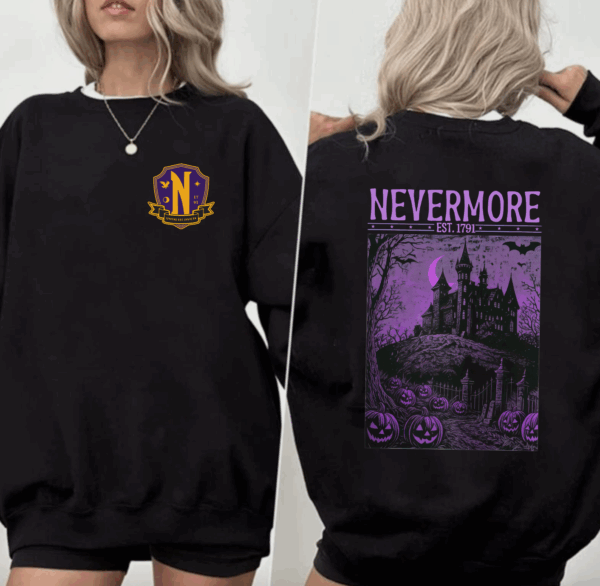 Nevermore 2 Sides Shirt, Wednesday Addams Shirt