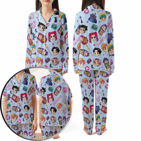 Saja Boys x Huntrix Pajamas – Derpy Tiger & Bird Kpop-Inspired Sleepwear, Cute Demon Hunter Women’s Pajamas Set