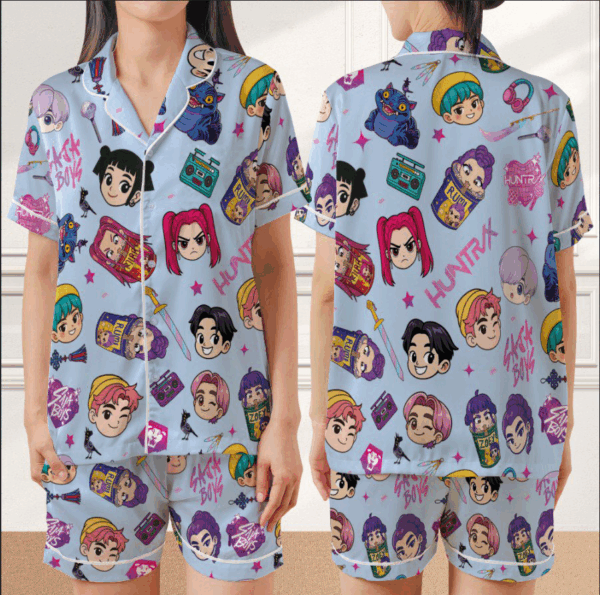 Saja Boys x Huntrix Pajamas – Derpy Tiger & Bird Kpop-Inspired Sleepwear, Cute Demon Hunter Women’s Pajamas Set
